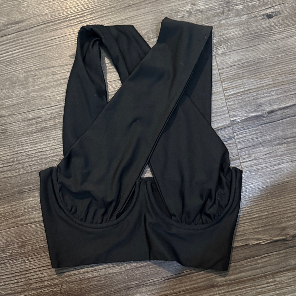 Black cross over shirt